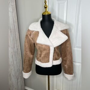 Stella Tweed Cream Shearling Jacket
